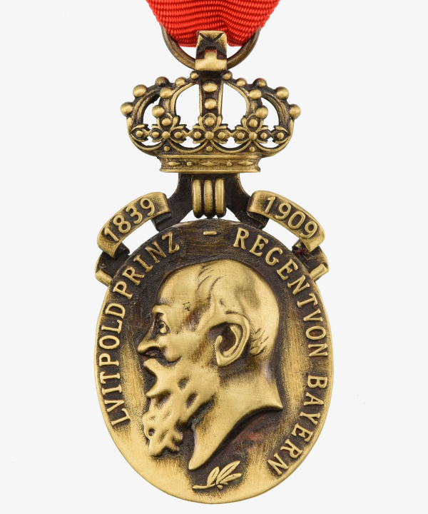 Bavaria Prince Regent Luitpold anniversary medal with crown and year 1839 - 1909
